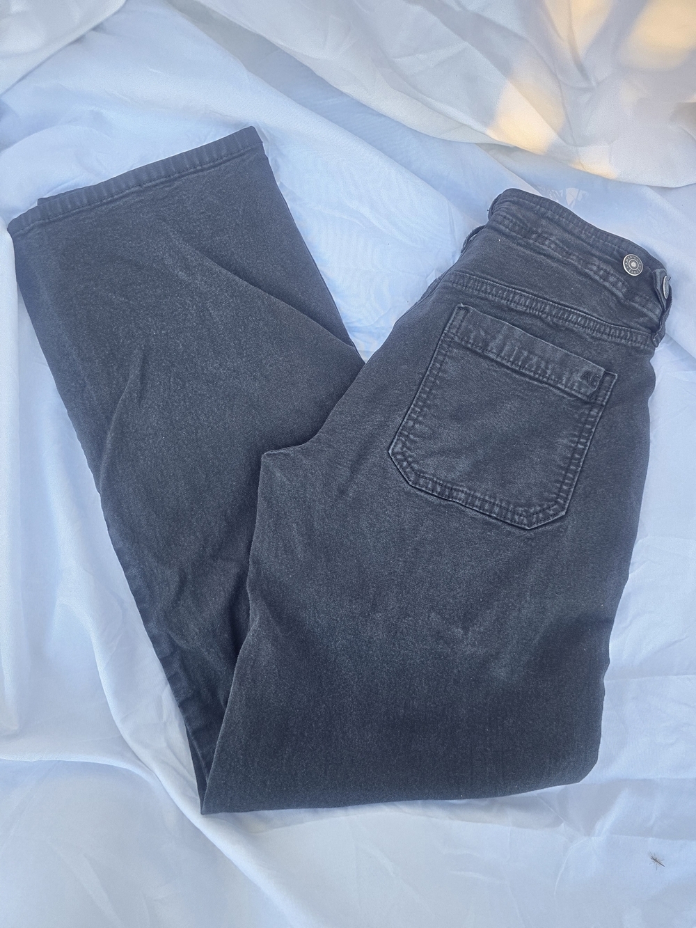 American Eagle Cargo Jogger Pants Womens 00 Black Washed Utility Stretch Joggers